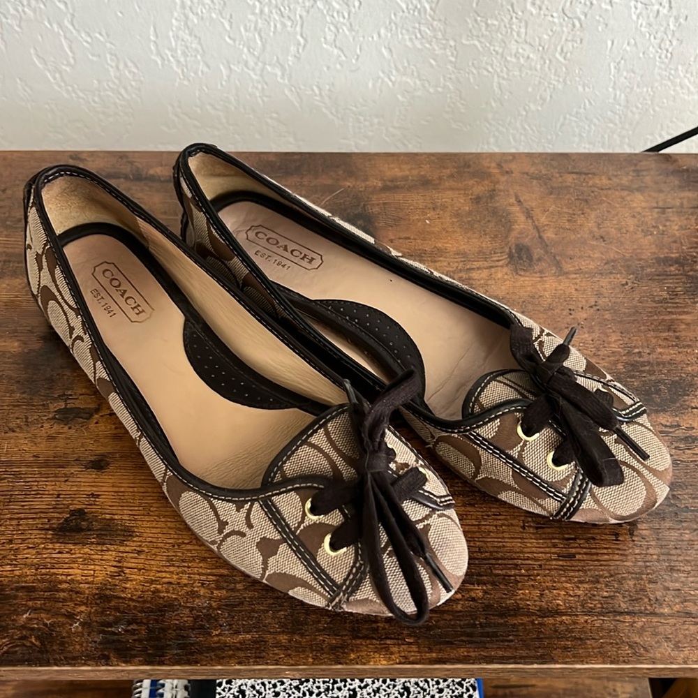 Vintage Coach 8.5 JAYNE Signature Jacquard Leather Slip On Ballet Flats